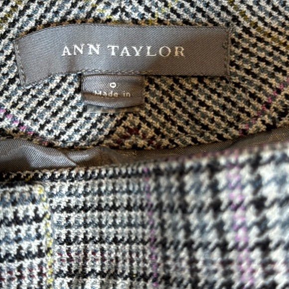 ANN TAYLOR WOOL BLEND HERRINGBONE FLAT FRONT LINED WIDE LEG TROUSER PANTS - Picture 10 of 11